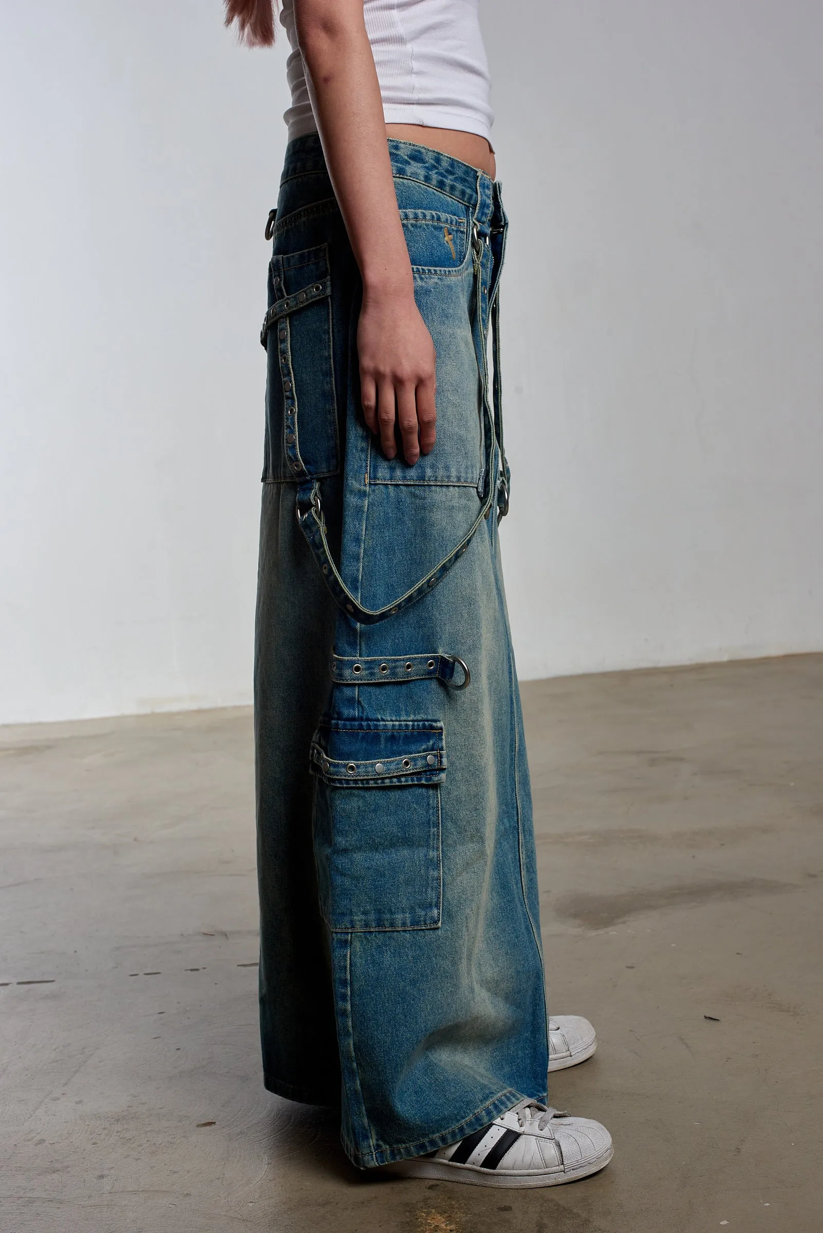 Bondage Denim Midi Skirt Blue Chill Feel
