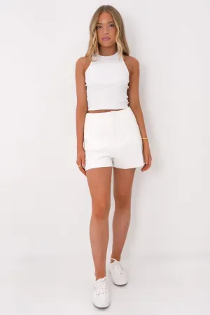 Bonnie Short White Breathable Waist wrinkle - resistant