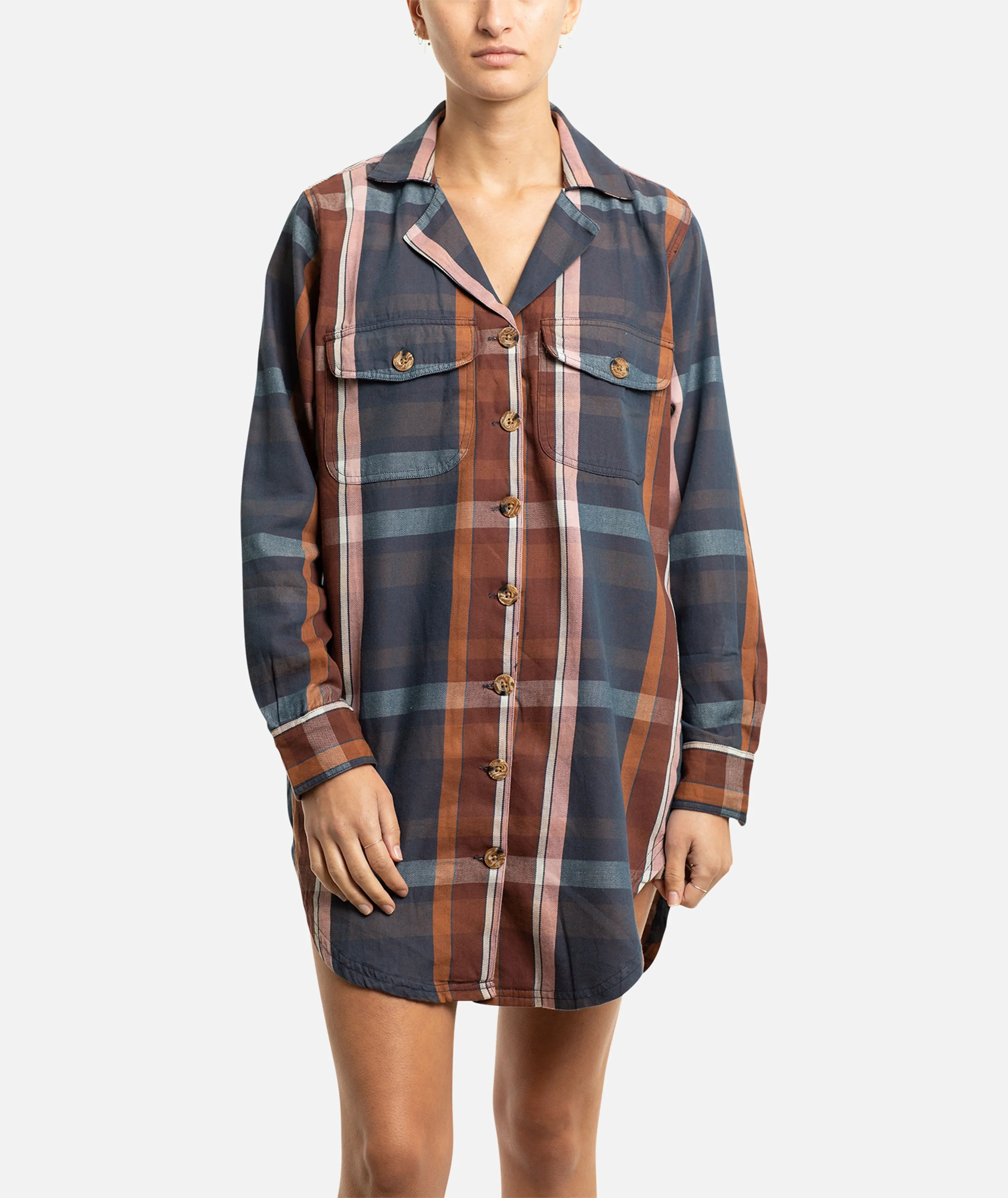 Bonita Flannel Dress - Patina Breathable Comfort Fit Light Stretch