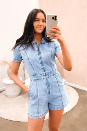 Boston Playsuit Blue Comfy Fashion