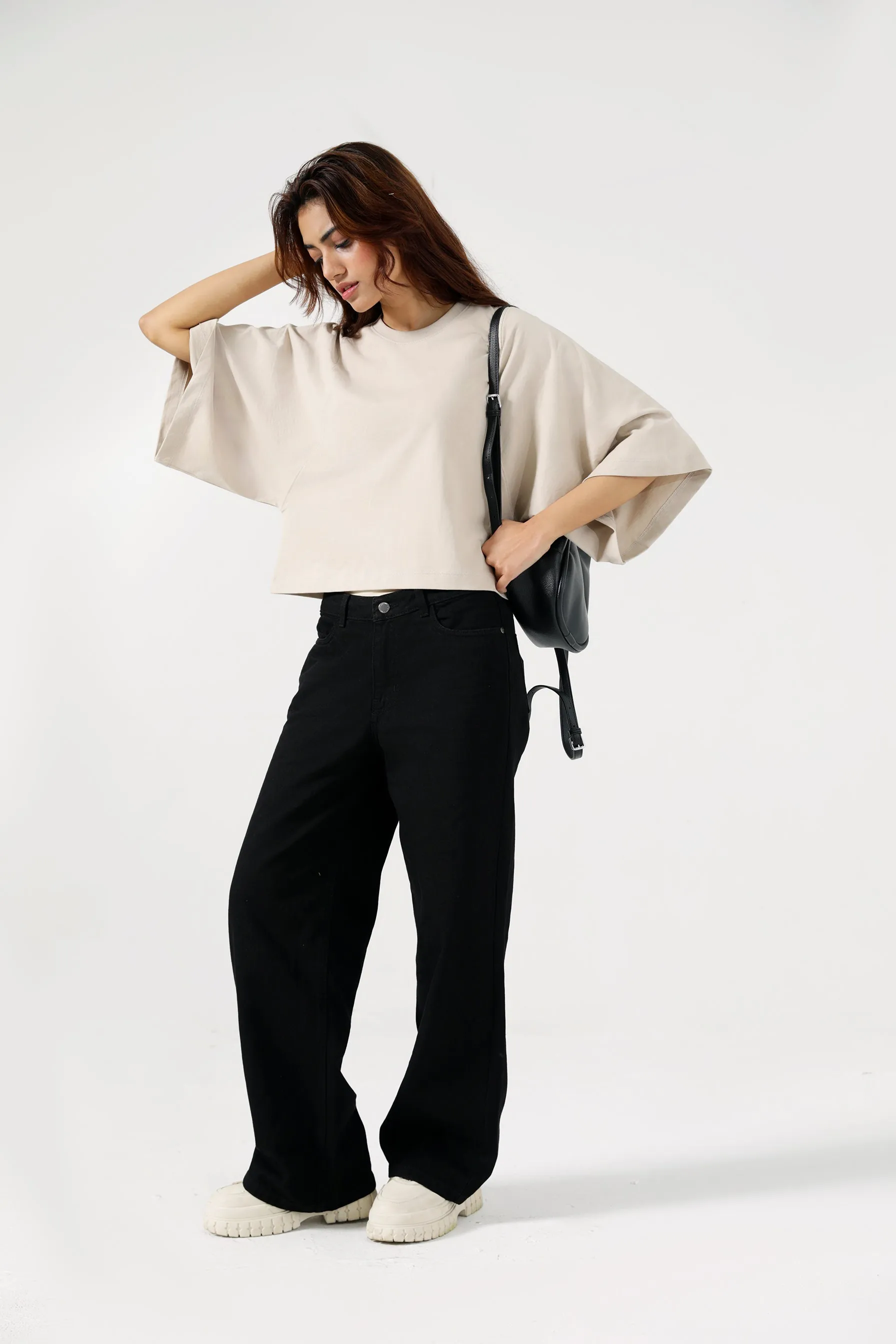 Roomy Waist Comfy Top BOX FIT TEE WITH OVERSIZED ARMHOLE