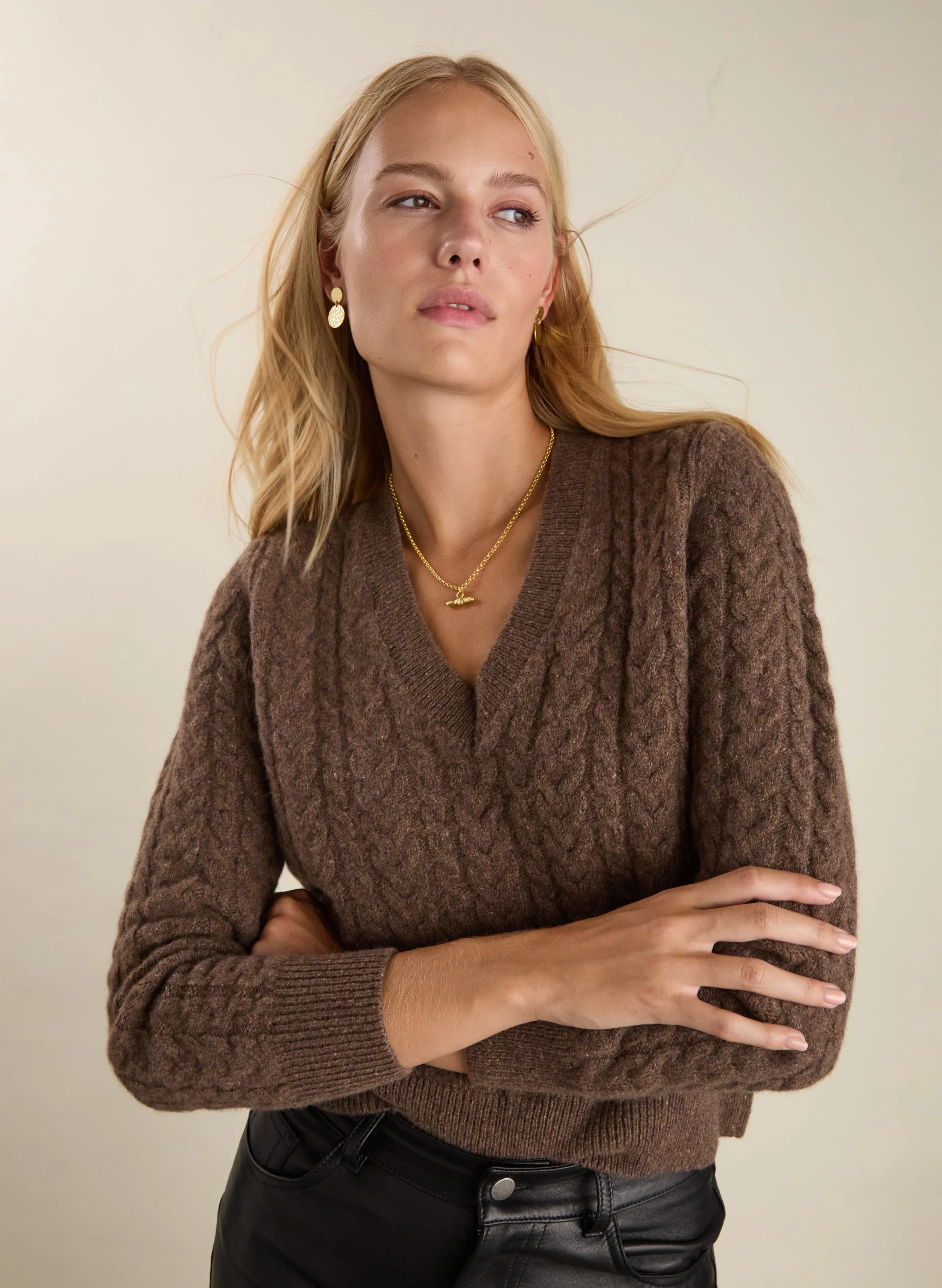 Branca?Wool Cable Jumper Office Casual Look