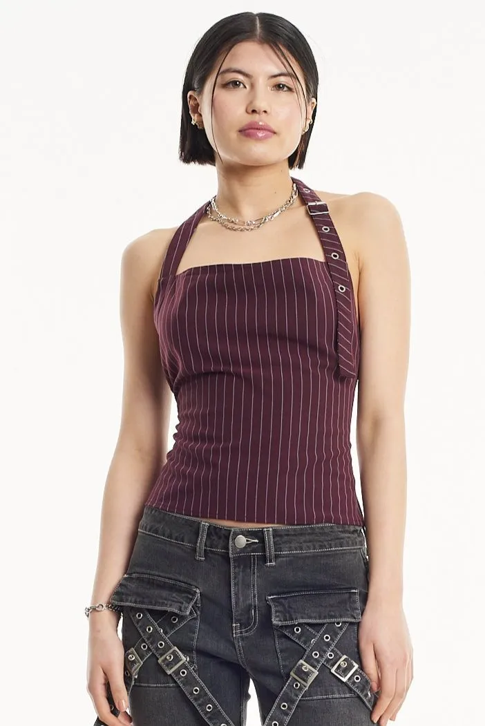 Brandi Pinstripe Halter Top Quiet Core AdaptiveFit