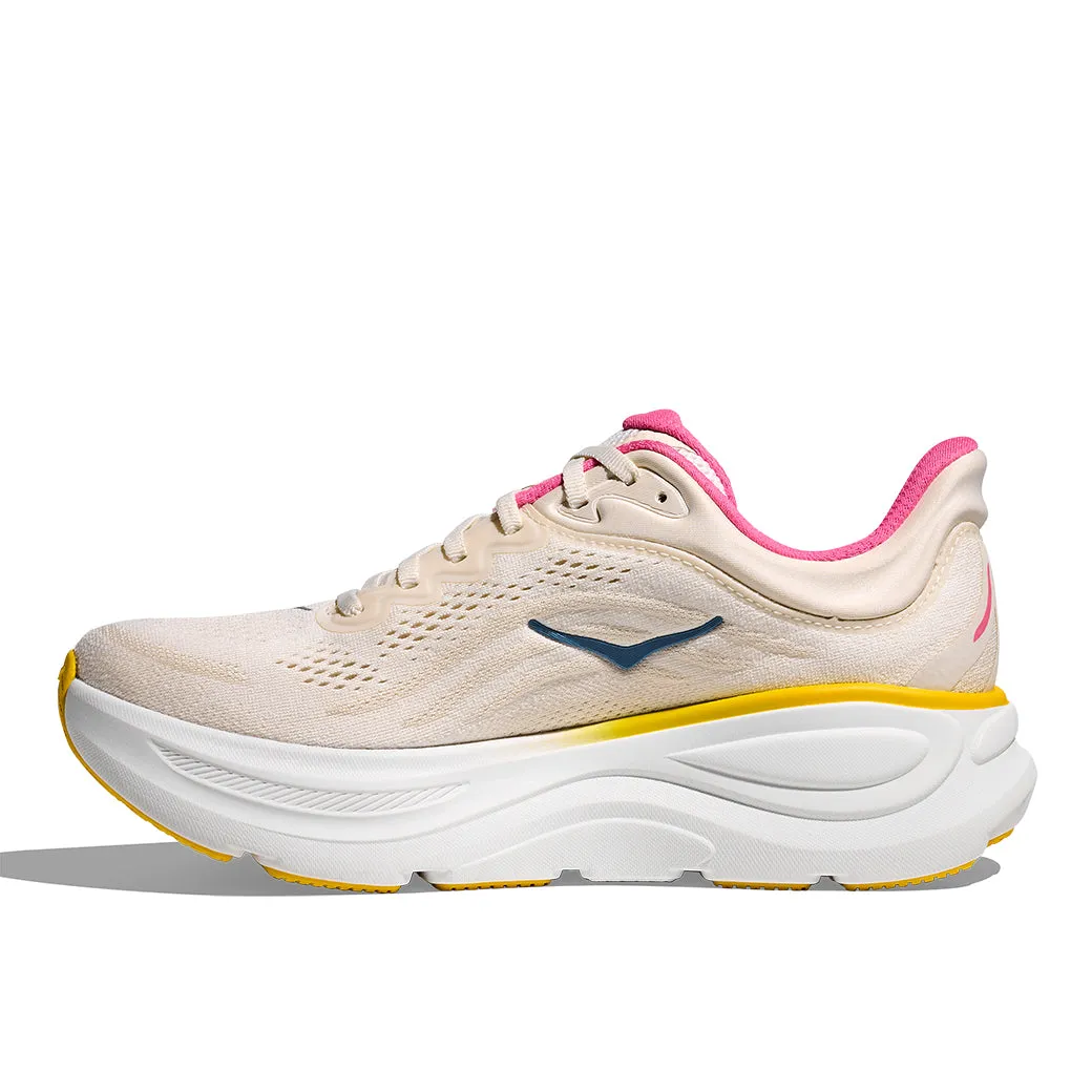 Womens Hoka Bondi 9 Wide in Alabaster/Birch Shock Dispersing molded shoes