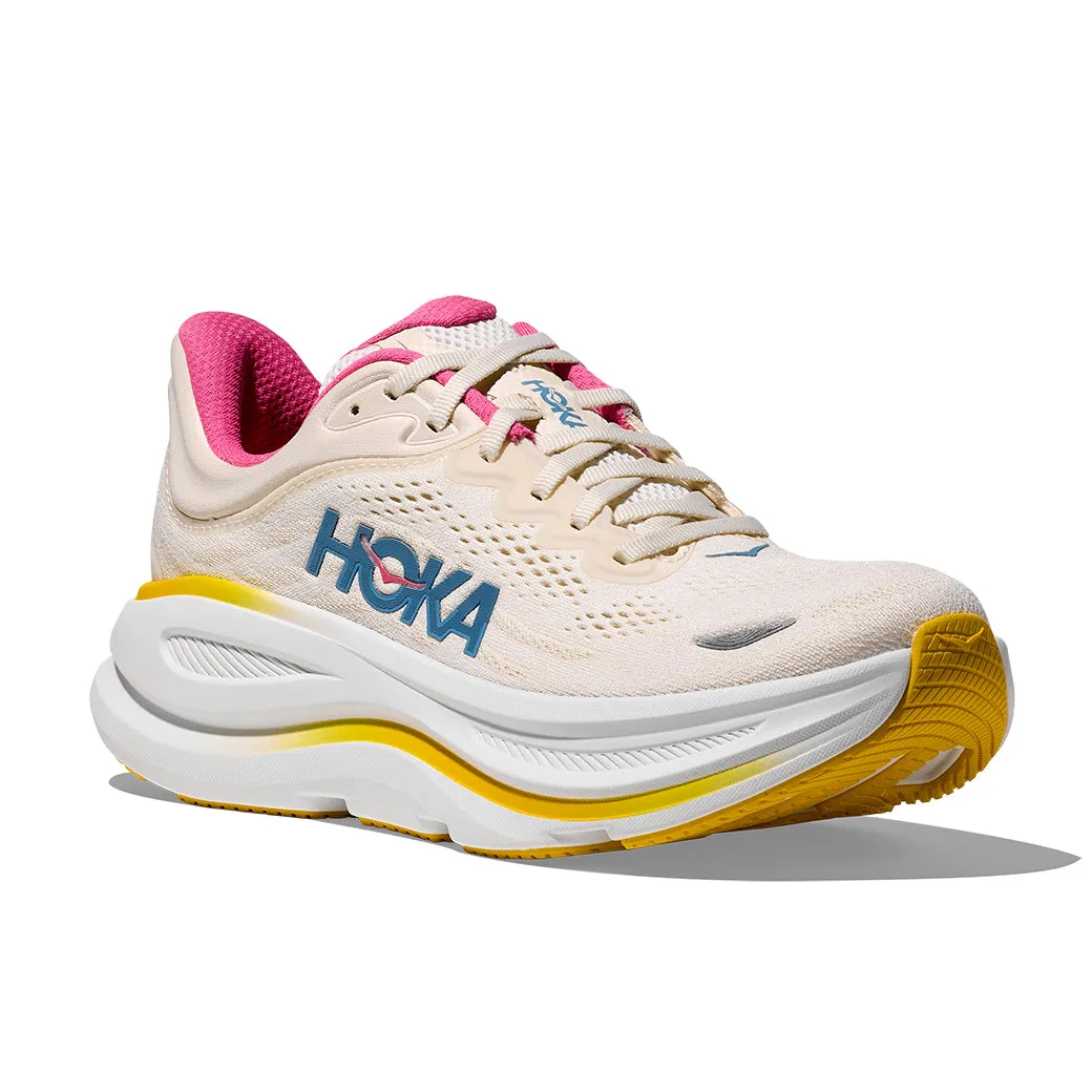 Womens Hoka Bondi 9 Wide in Alabaster/Birch antibacterial lining shoes Sweat Control