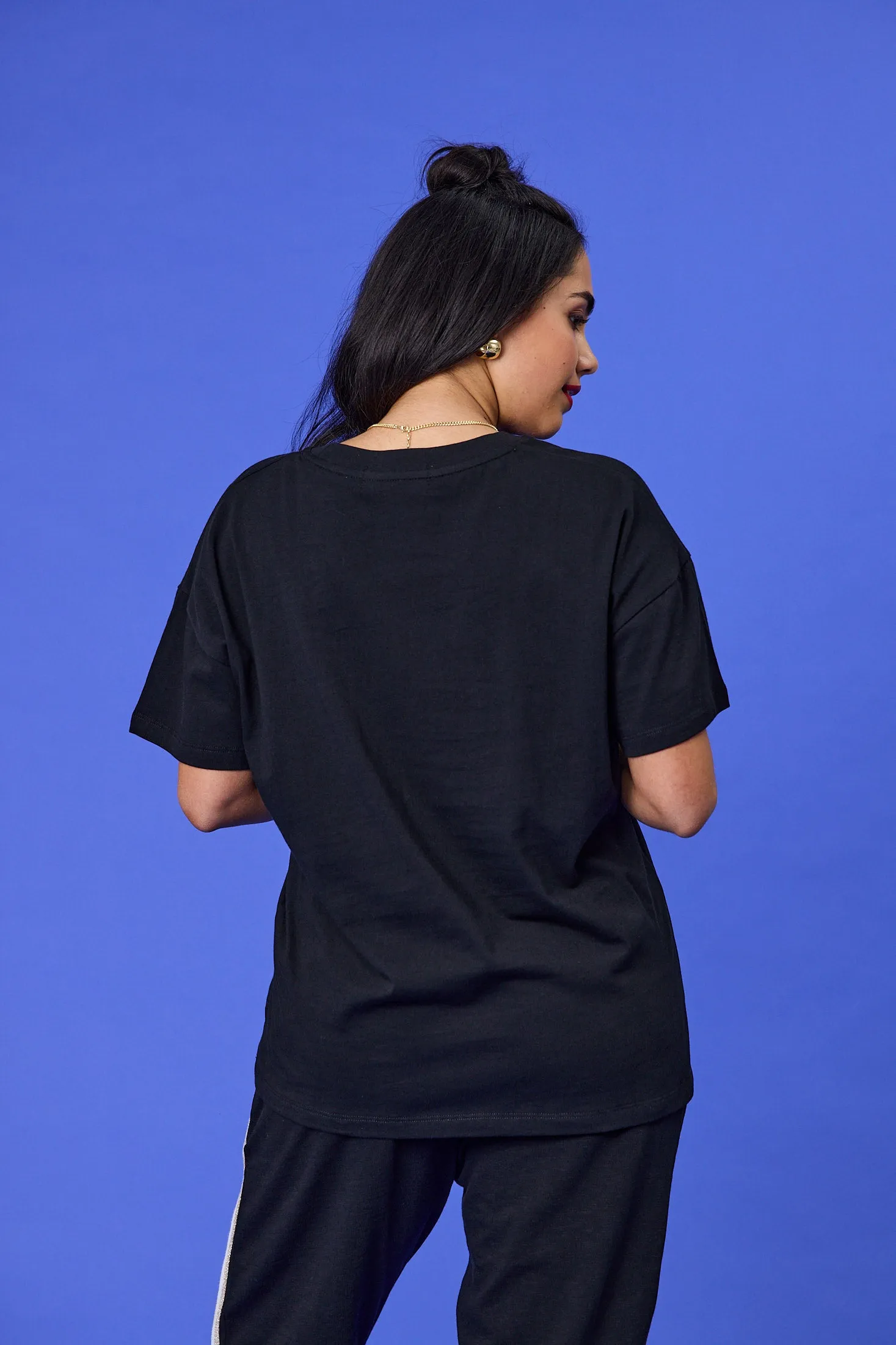 Comfy Flex Casual Comfort Wear Rebel Club Cherry Checker Boyfriend Tee Black