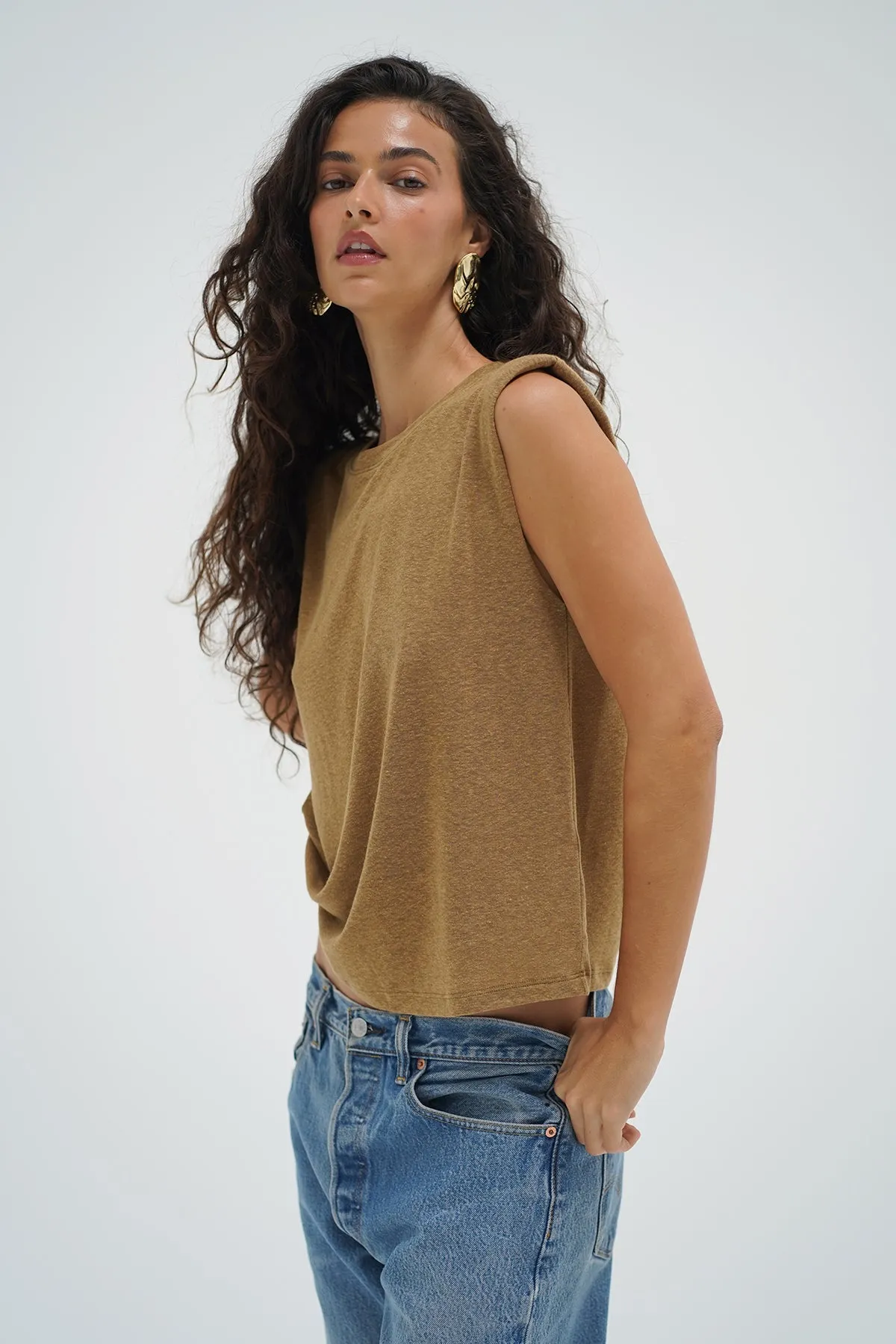 Celine Tee - Dull Gold Moisture Control Fabric Casual Comfort Layer