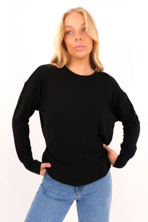 Farrah Long Sleeve Black QuickEvaporation Casual Blouse