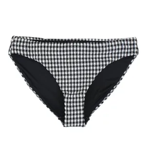 Women's Plaid Bikini Bottom,Black/White Smooth Silicone Grip