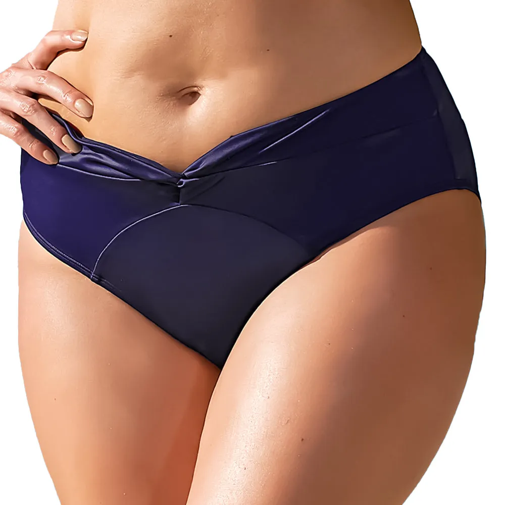 Women's V Cut Bikini Bottom,Navy Sporty Dress SnagFree Surface