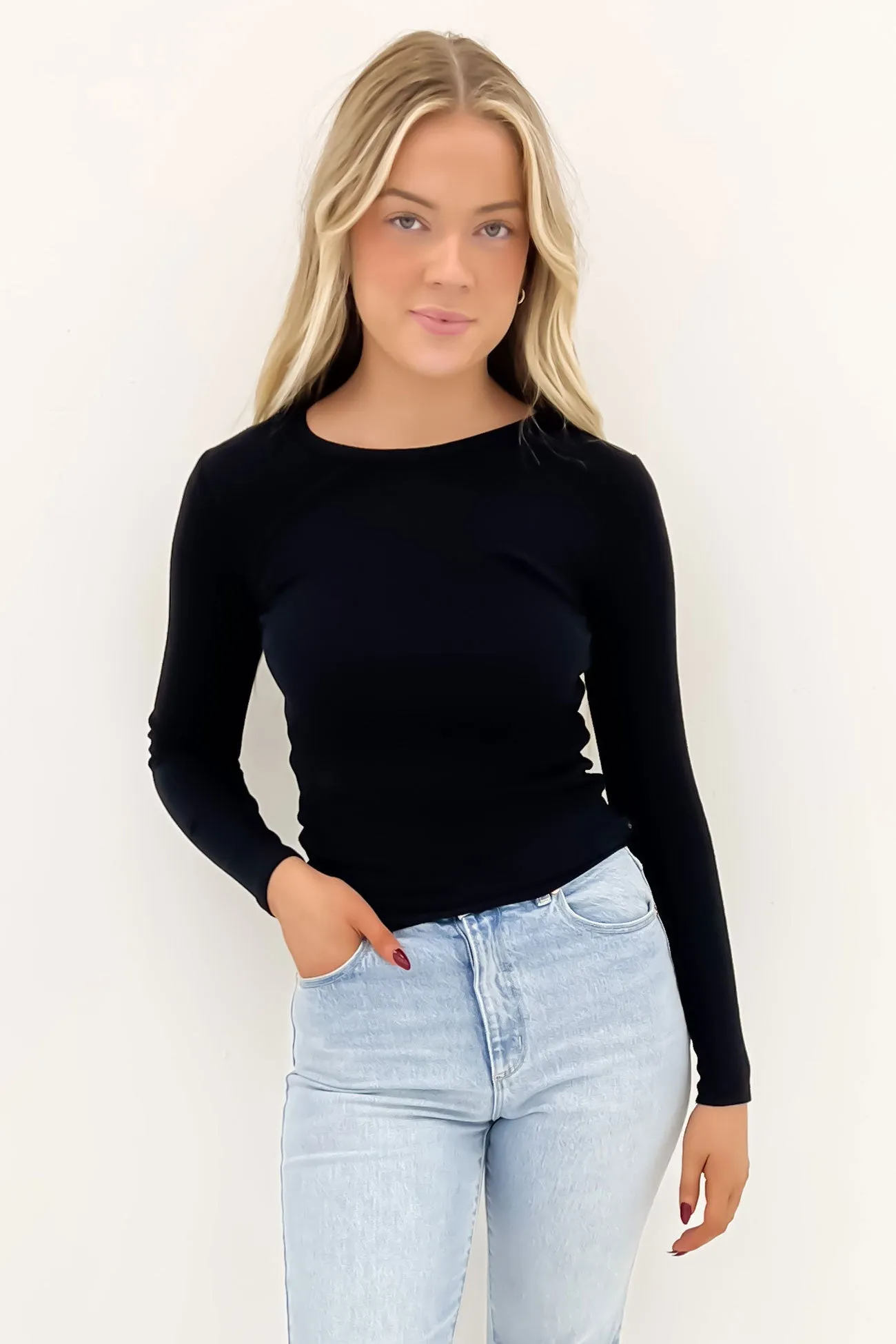 Rib Long Sleeve Black Formal Attire Game Day