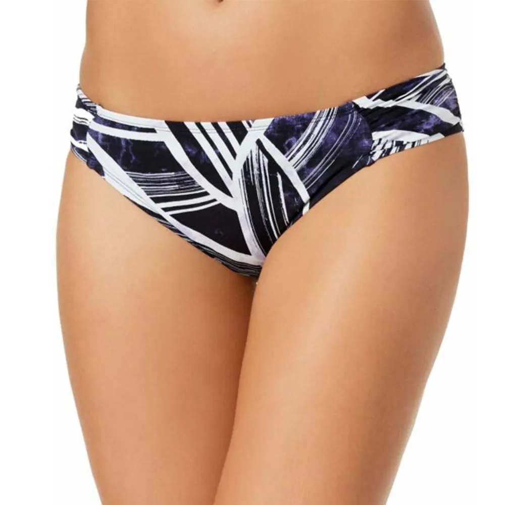 Durable Stitching Women's Hipster Wide Band Bikini Bottom,White/Purple
