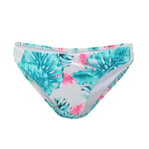 Lightweight Comfort Opaque Lining Women's Printed Bikini Bottom,White