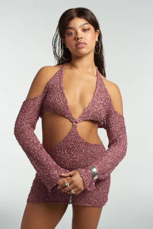 Elastic cuffs Comfortable Style Poison Cut Out Mini Dress