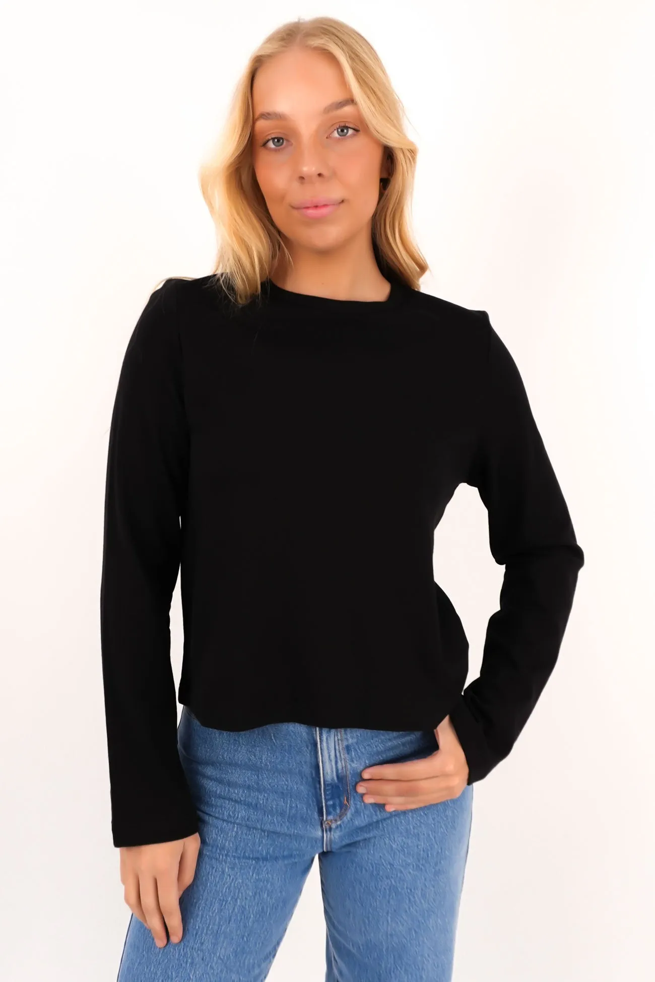 Regular Long Sleeve Tee Black UVProtectionCloth