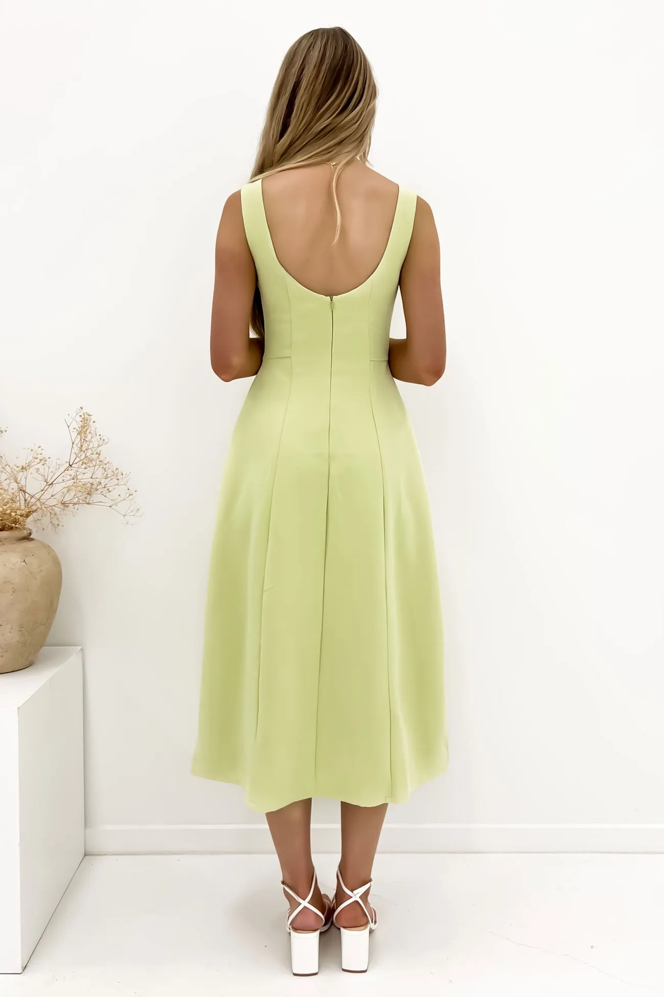 Briony Midi Dress Lime Bless Touch Pastel Sky