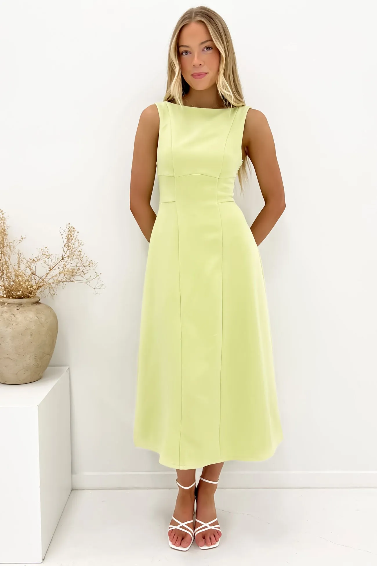 Casual Comfort Briony Midi Dress Lime