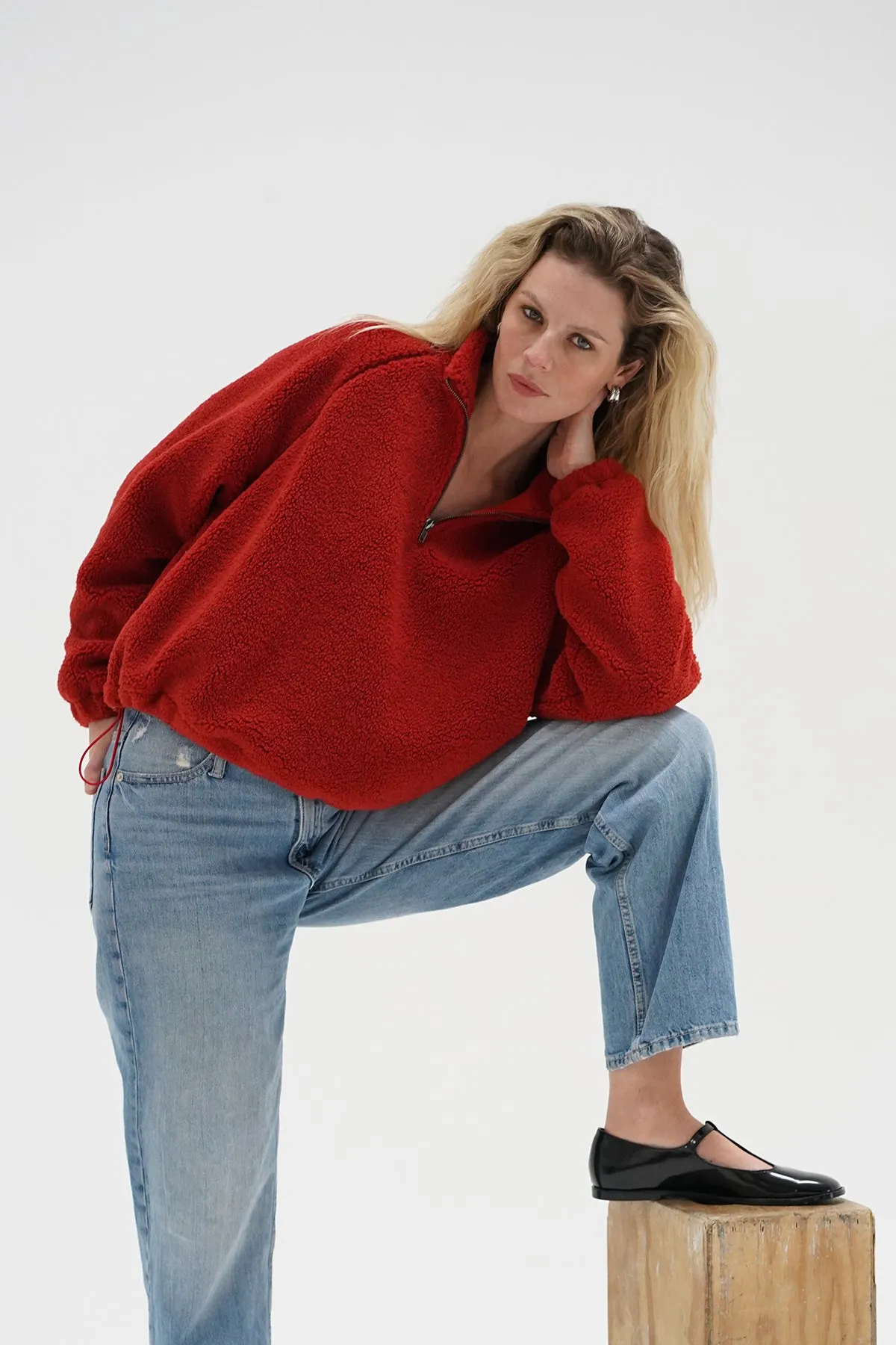 EcoFriendly Dyeing Bristol Sherpa Half Zip - Cayenne