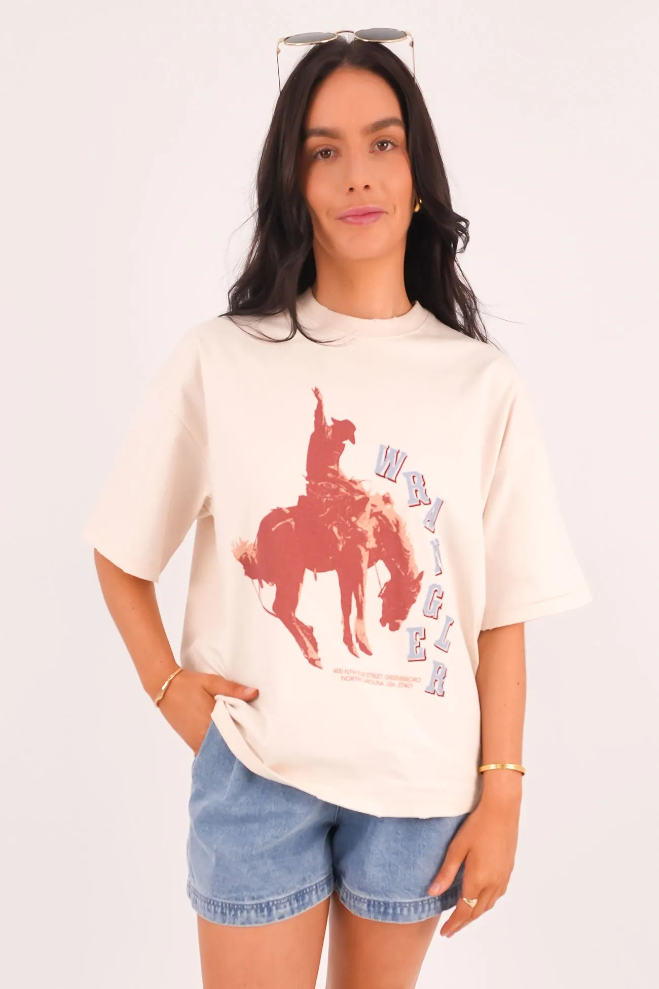 Bucking Boxed Tee Ecru WrinkleResistant Texture Slim Style