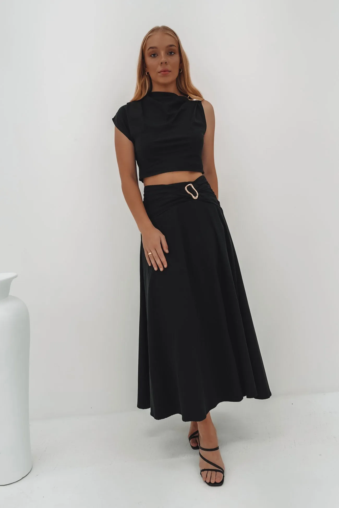 Easy Comfort Burke Maxi Skirt Black