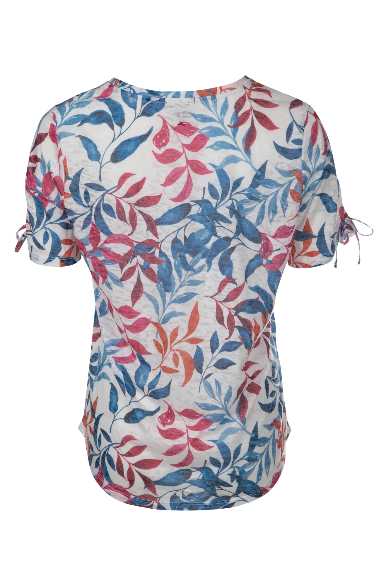 Elite Core Formal Shirt Burnout Top with sleeve bow detail | Blues Pink Stem | 6062A1