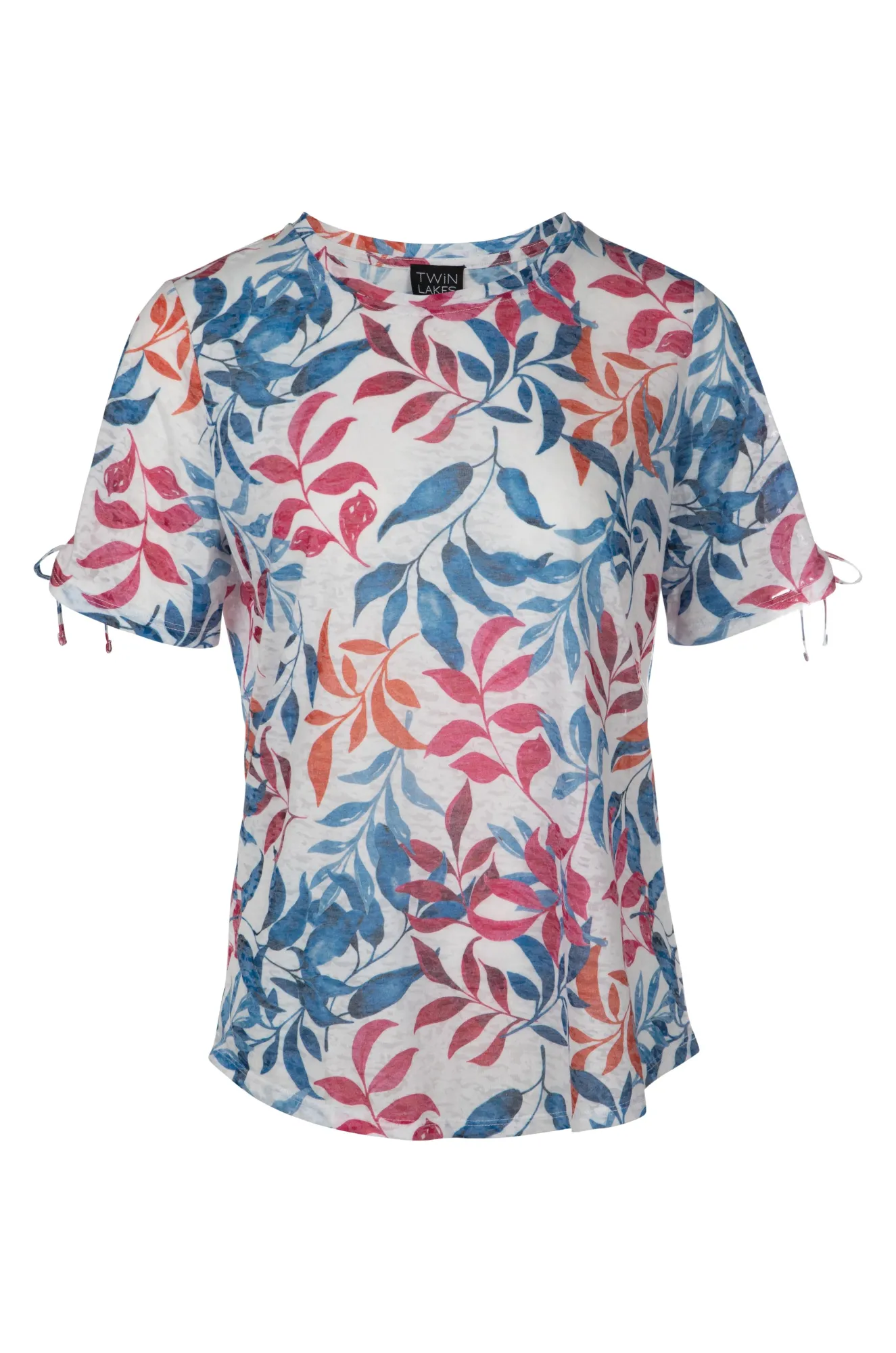 Modern Outfit Burnout Top with sleeve bow detail | Blues Pink Stem | 6062A1