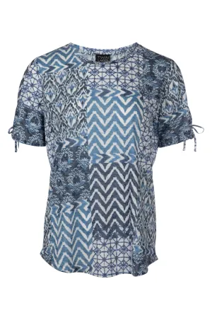 Transitional Clothing Burnout Top with sleeve bow detail | INDIGO PATCHWORK | 6062A1