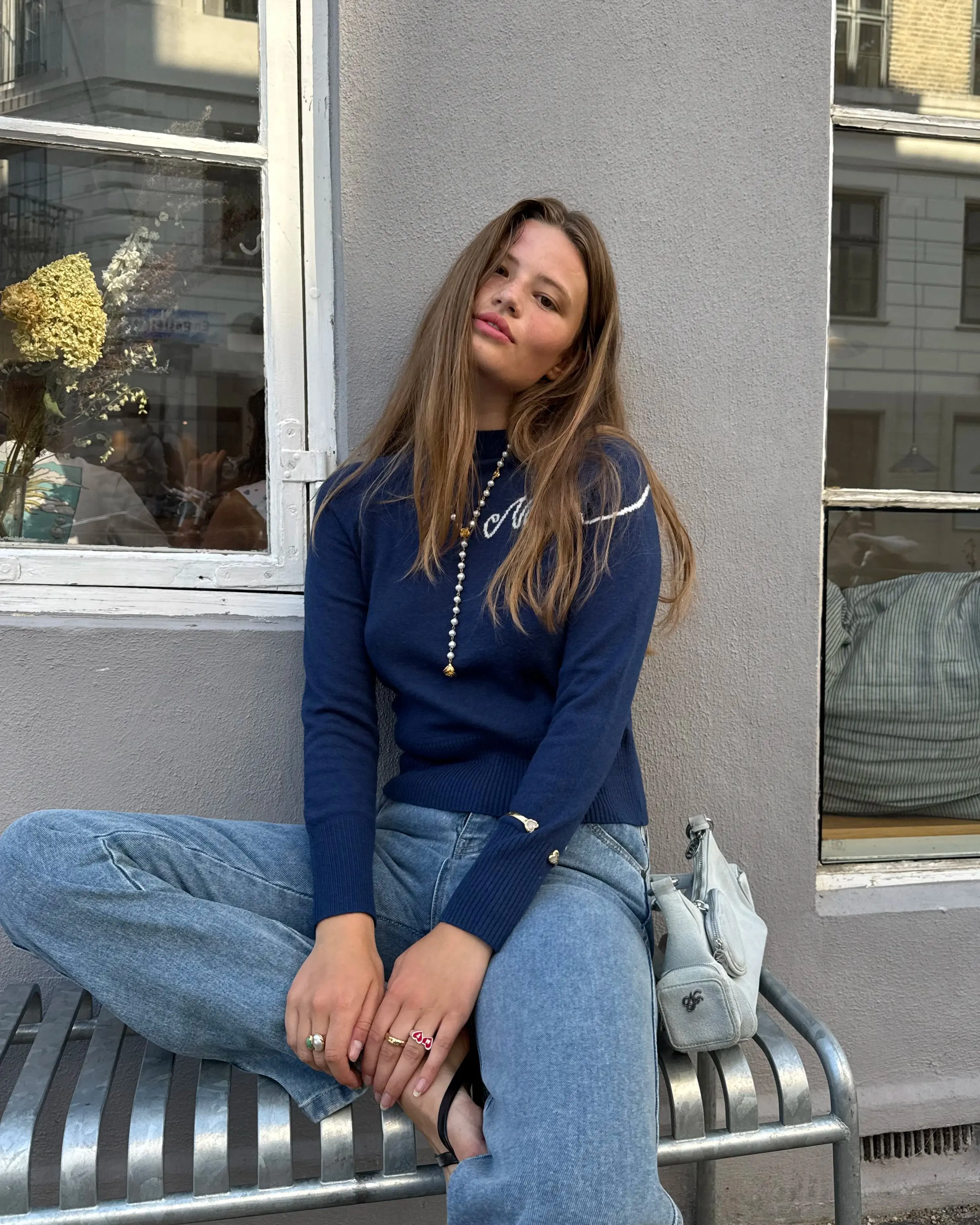 Work Outfit Cozy Mood Busy Knit Sweater Navy