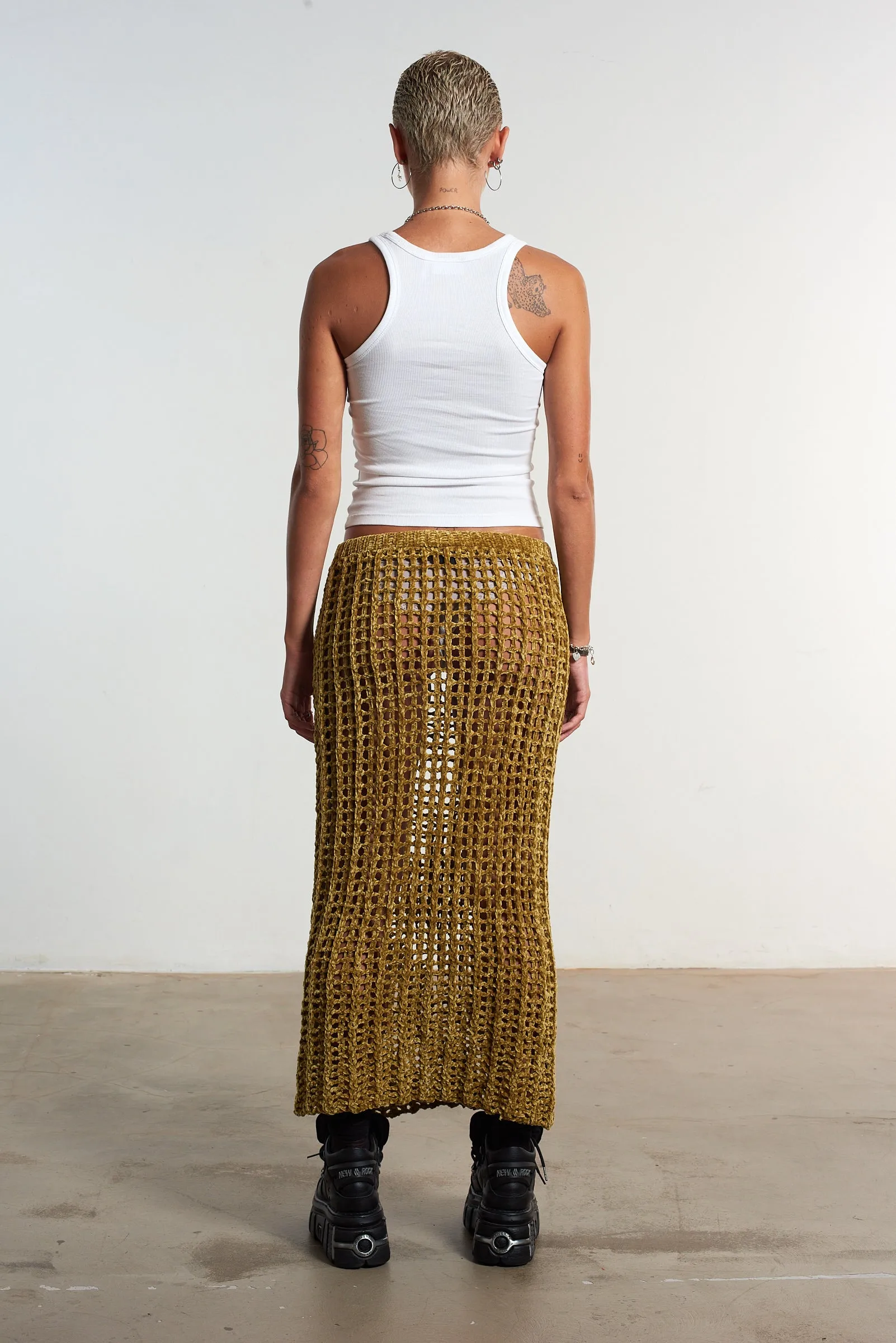 Chafe Resistant Cage Open Knit Maxi Skirt