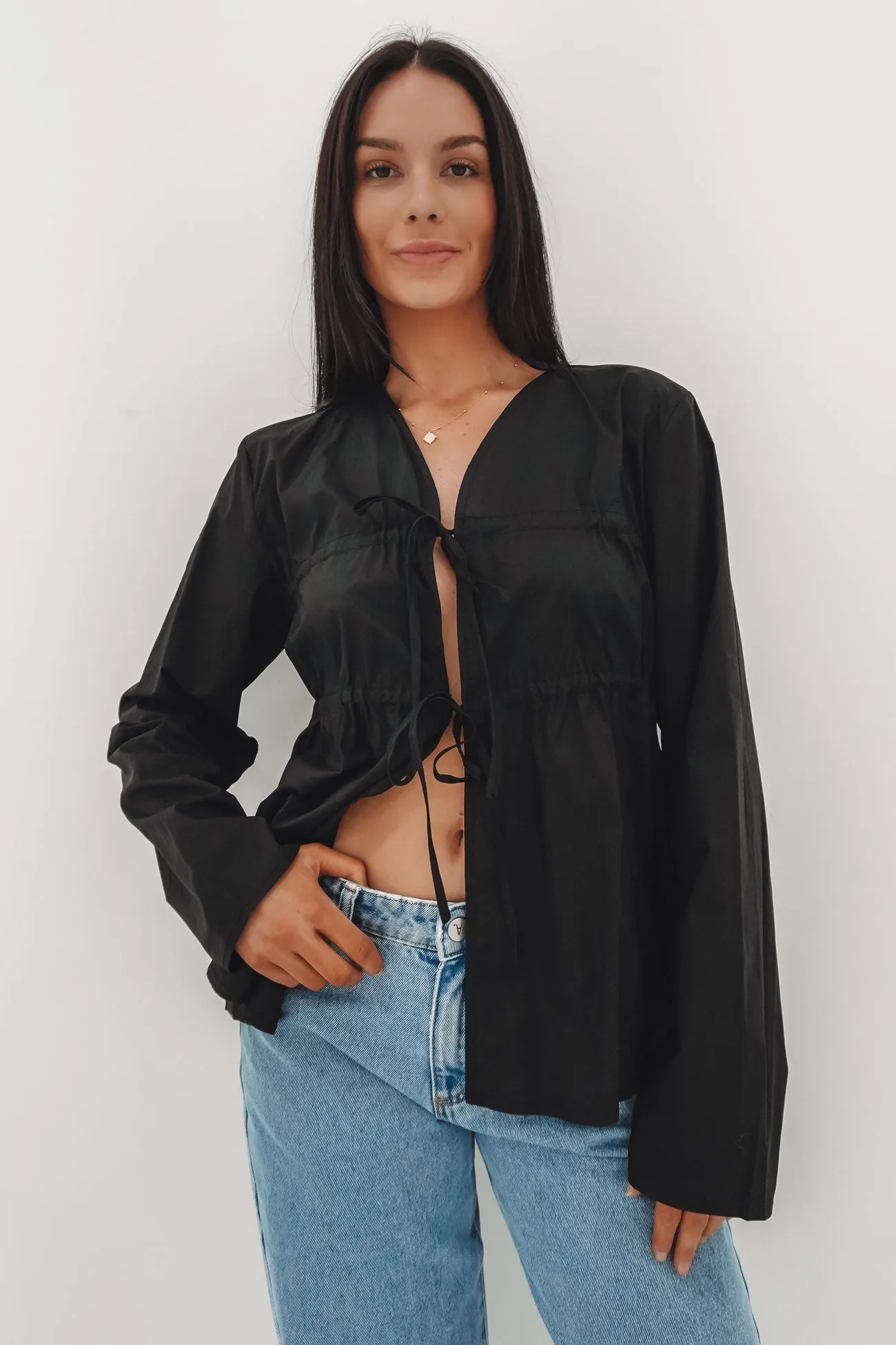 Serenity Long Sleeve Top Black Flexible Material Neo Mode