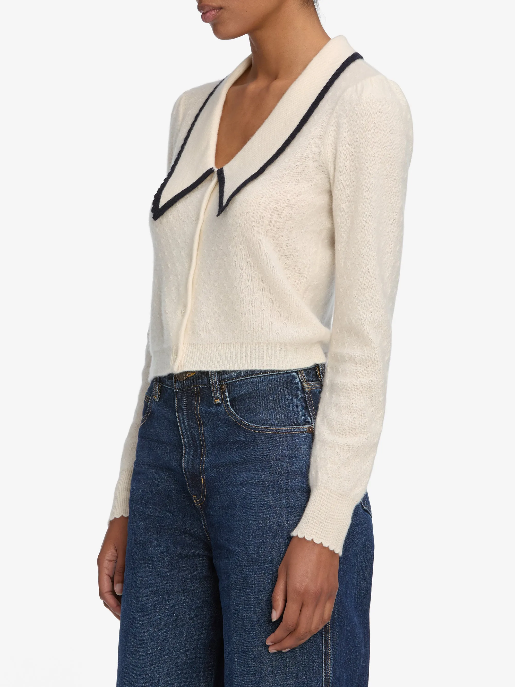 Daily Style Cashmere Sailor Sweater -- Cream Multi
