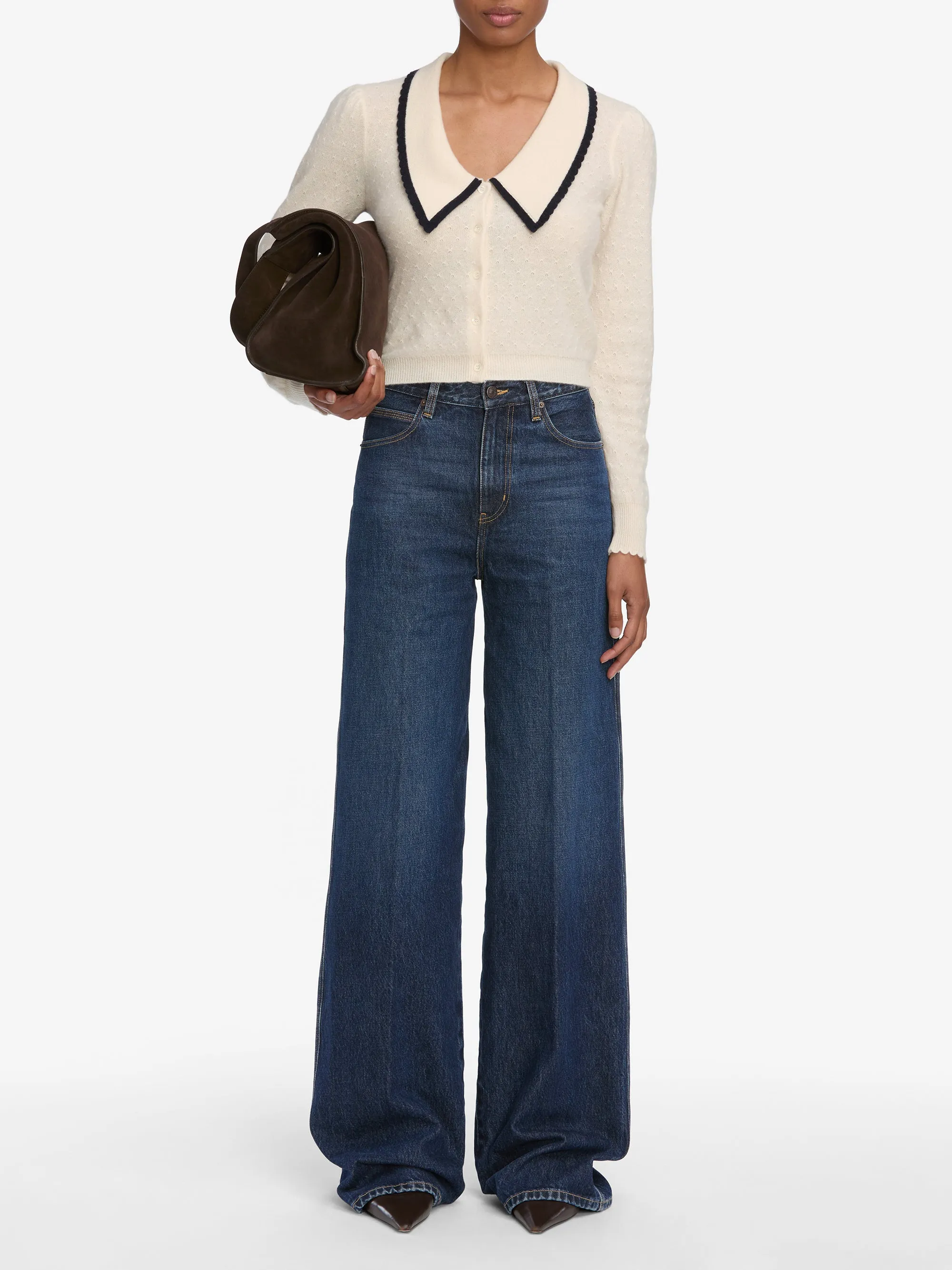 Cashmere Sailor Sweater -- Cream Multi UV Protection Fabric