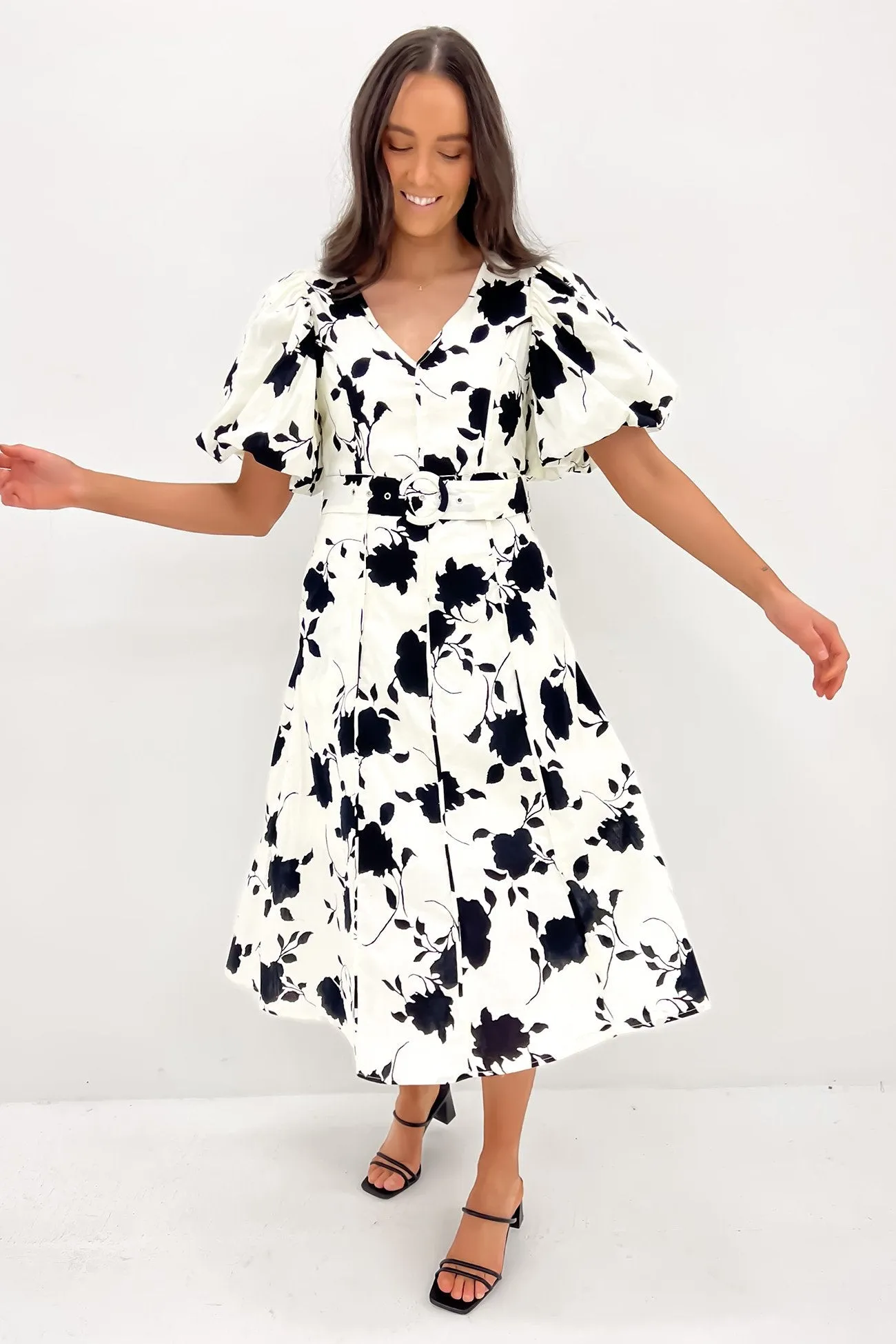 Urban Style Gypsi Midi Dress Cream Black