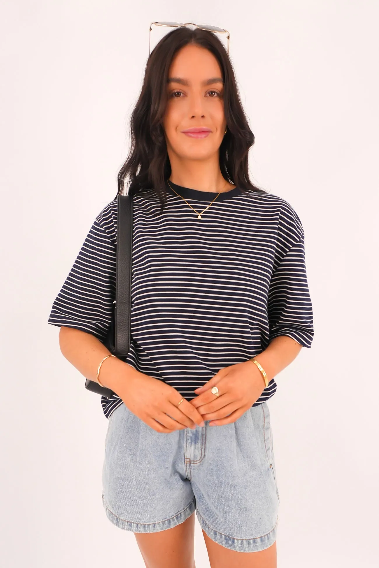 Campbell Stripe Tee Navy Floral Print