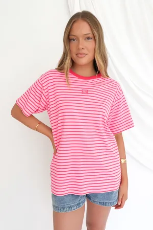 sports activity No Shrink Technology Beau Stripe Tee Pink Stripe
