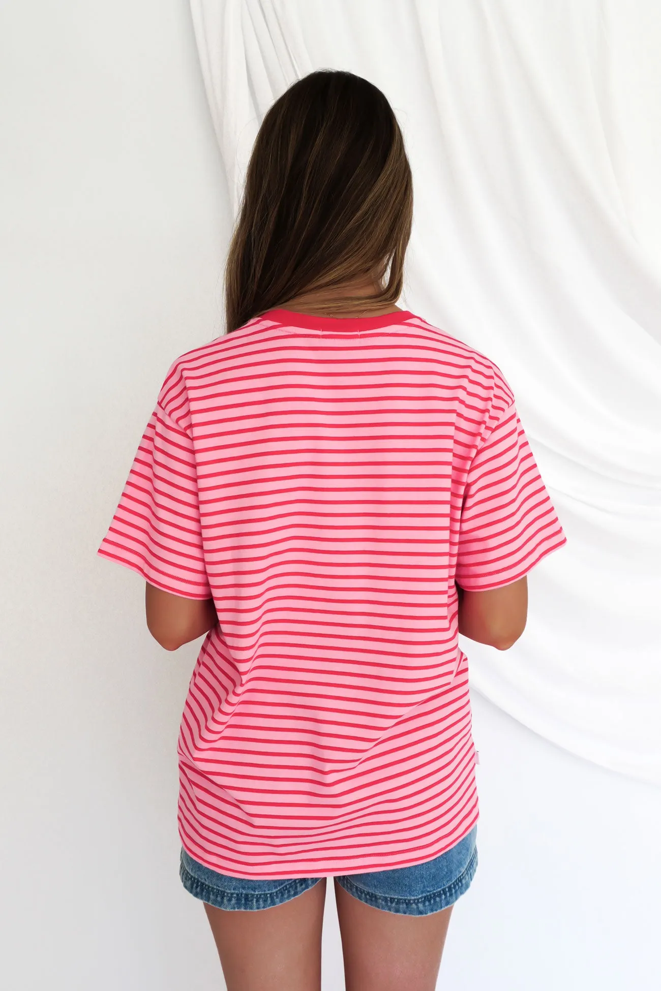 Flattering Design Beau Stripe Tee Pink Stripe