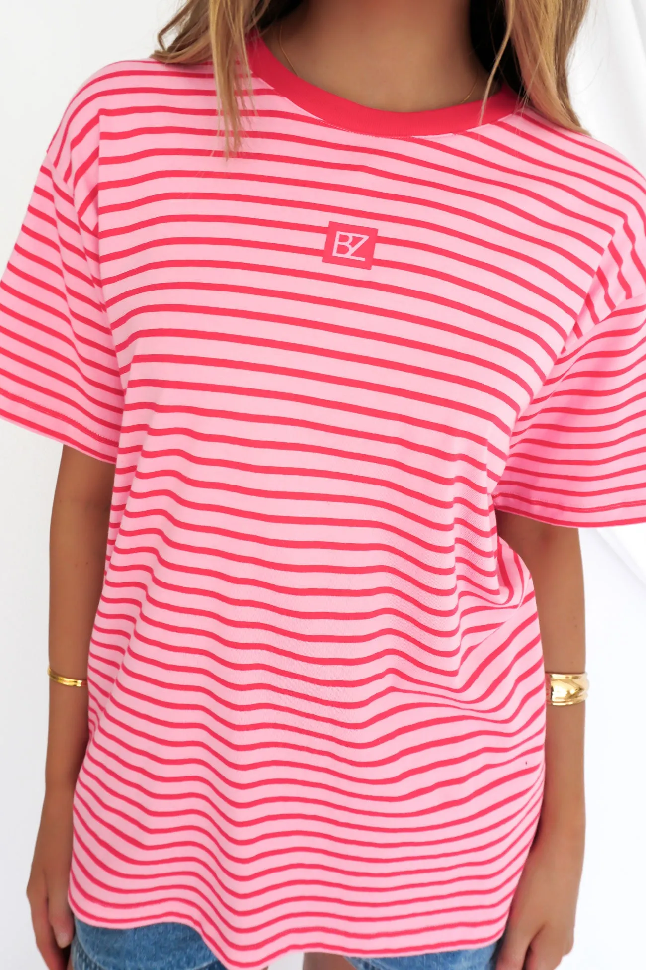 men's clothing Versatile Comfort Wear Beau Stripe Tee Pink Stripe