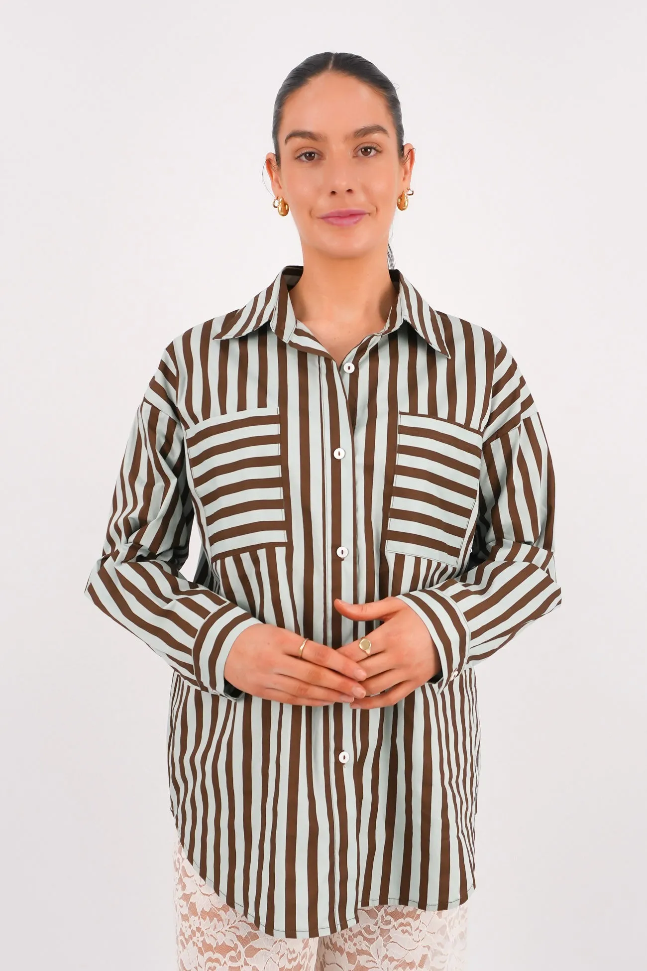 Lola Long Sleeve Shirt Mint Choc Cool and casual