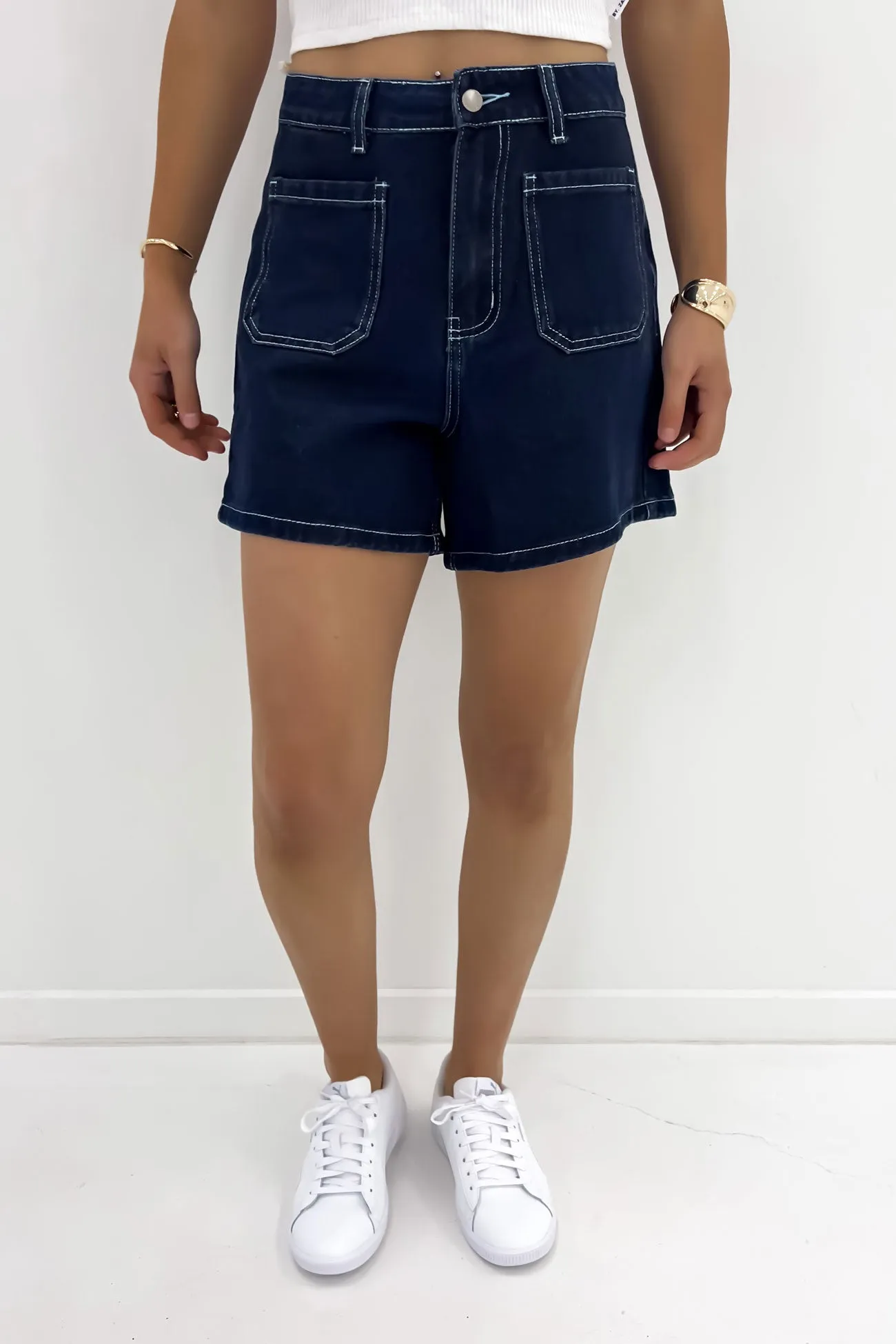 Cecil Denim Short Dark Blue Quick Dry Fit Abrasion Dispersing Weave