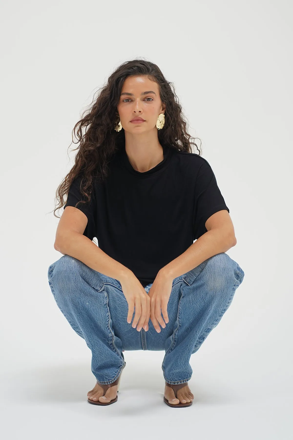 Charlee Mock Neck Tee - Black Performance Fit Wear Active Trend Look