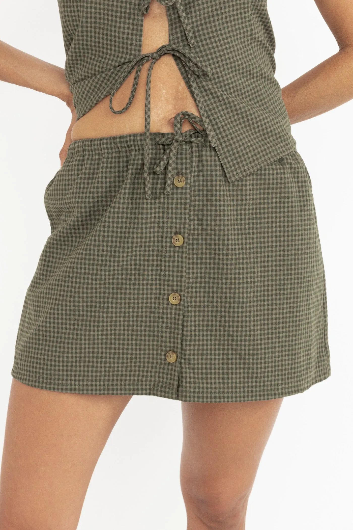 Louise Check Skort Olive Fit Choice