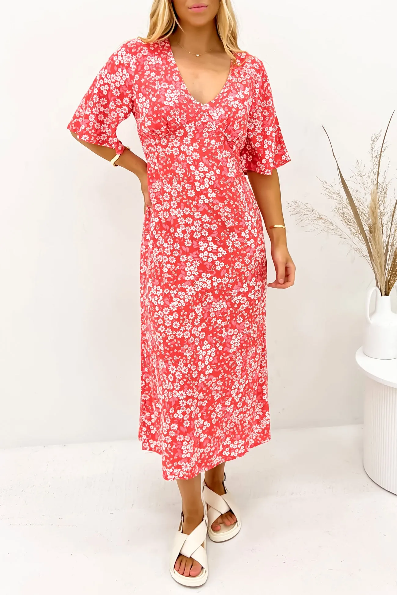 Cold-Shoulder Durable-Fabric Ankara Dress Floral Print