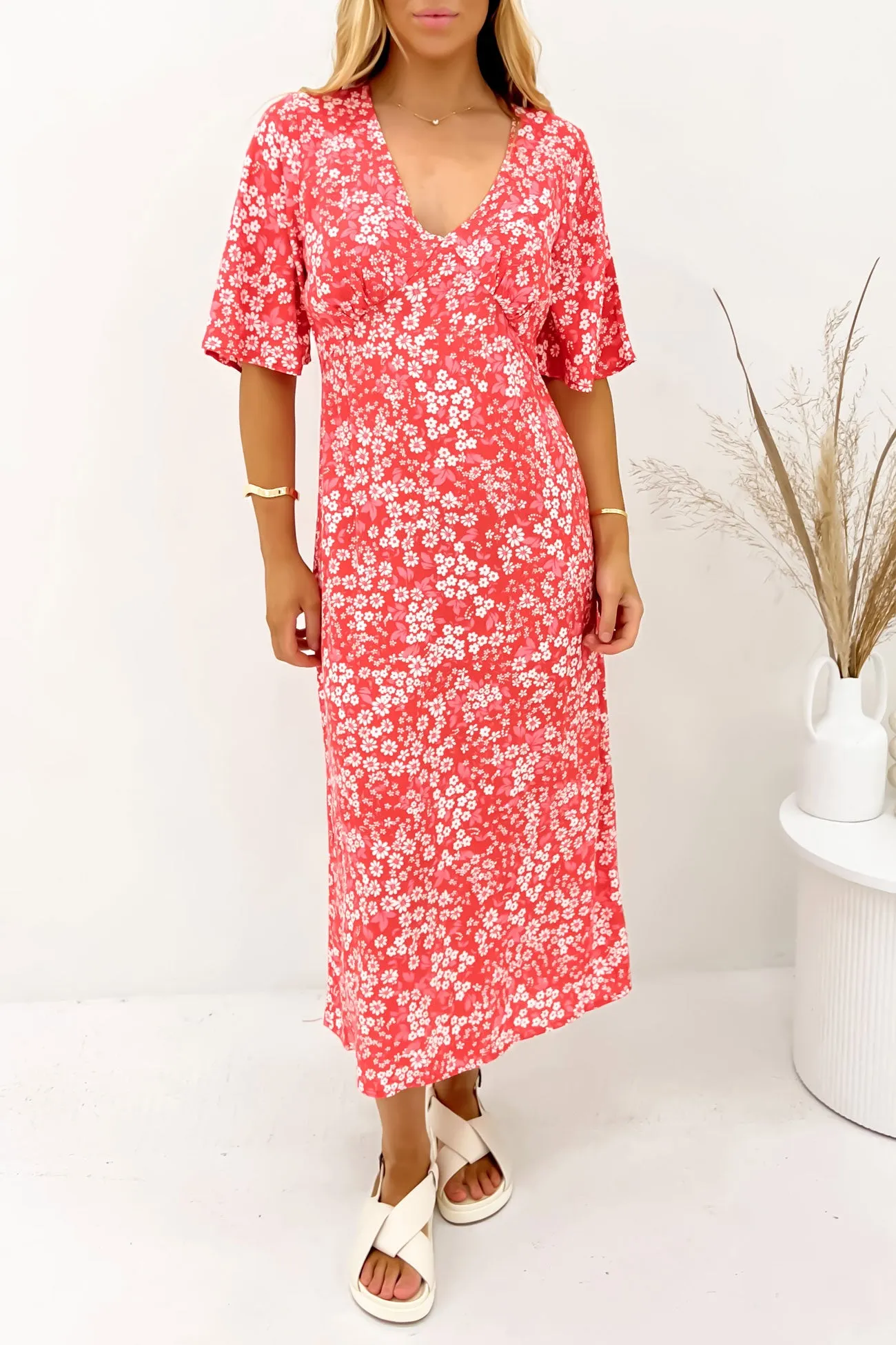 Ankara Dress Floral Print Embroidered-Sleeve Bold Look