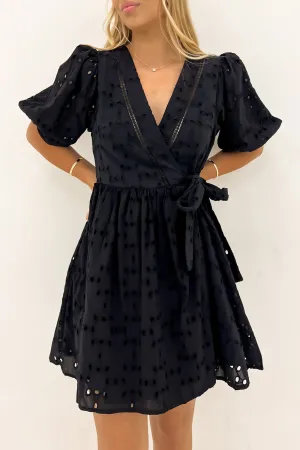 Elegant Layers Neutral Base Kirby Wrap Dress Black