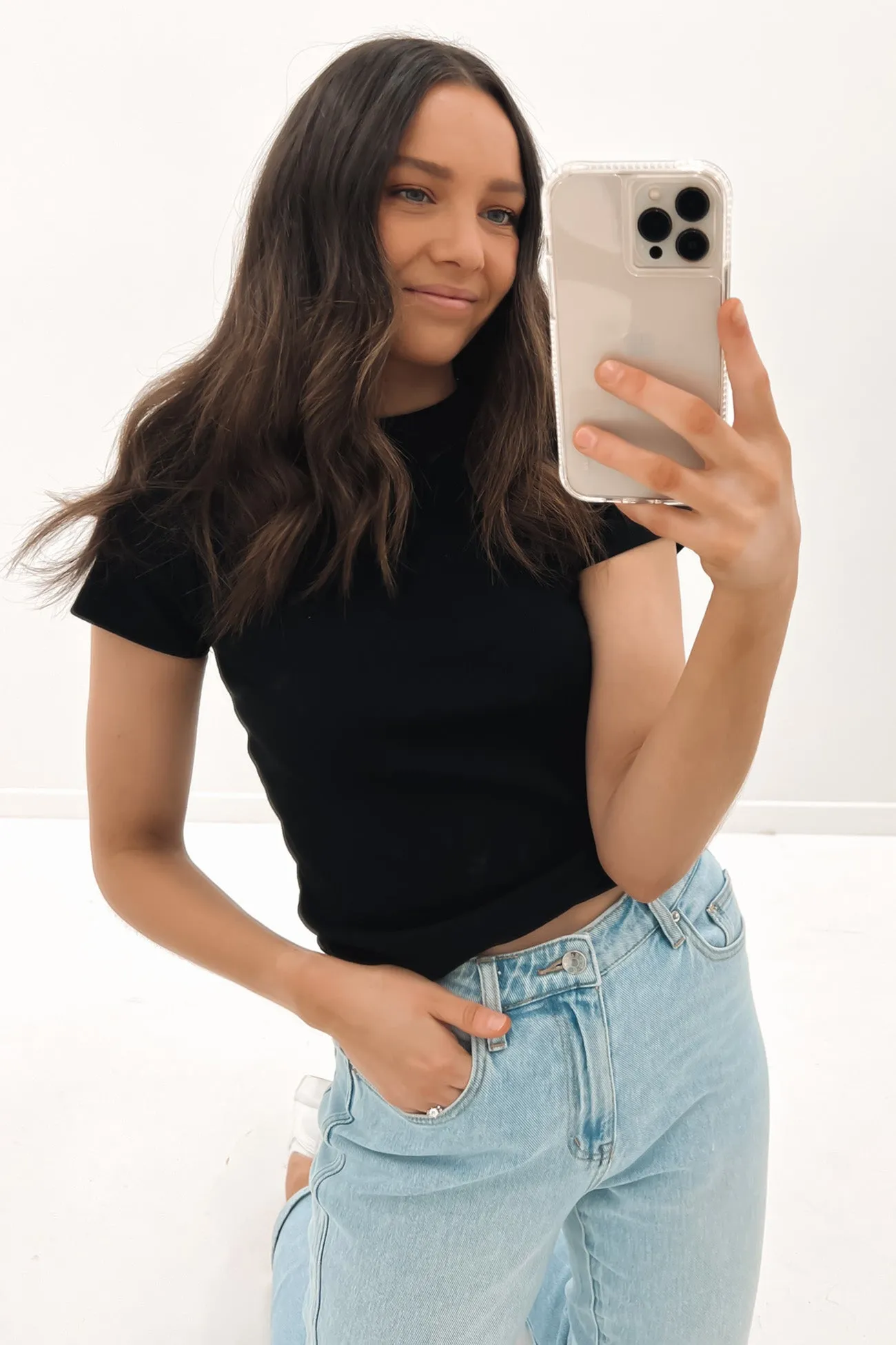 Linen blend Margo Tee Black