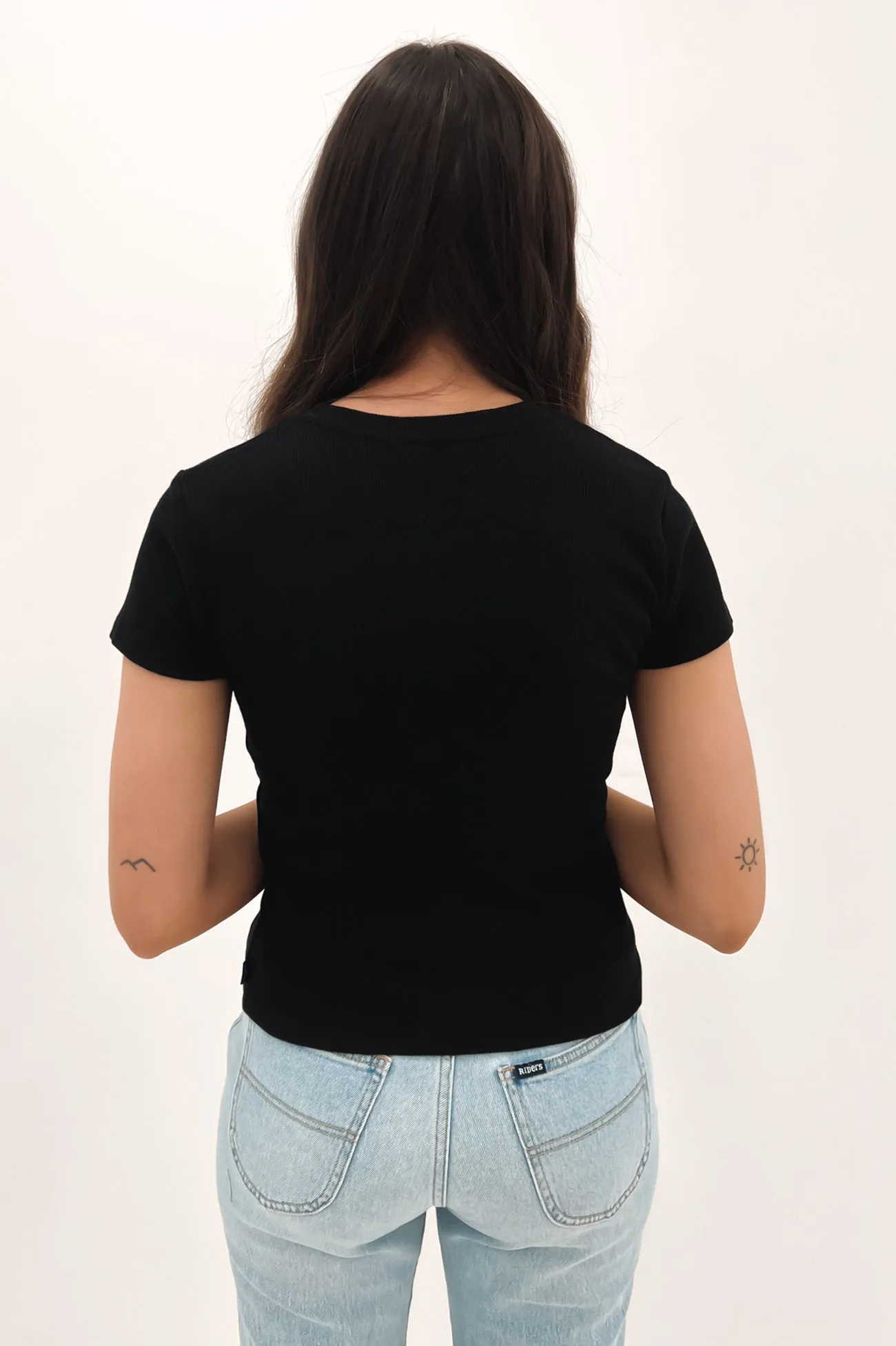 Eco Friendly Dye Heather Jersey Material Margo Tee Black