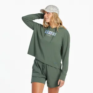 Chilly Weather side pocket Women's Three Boxed Daisies Crusher-FLEX Boxy Hoodie