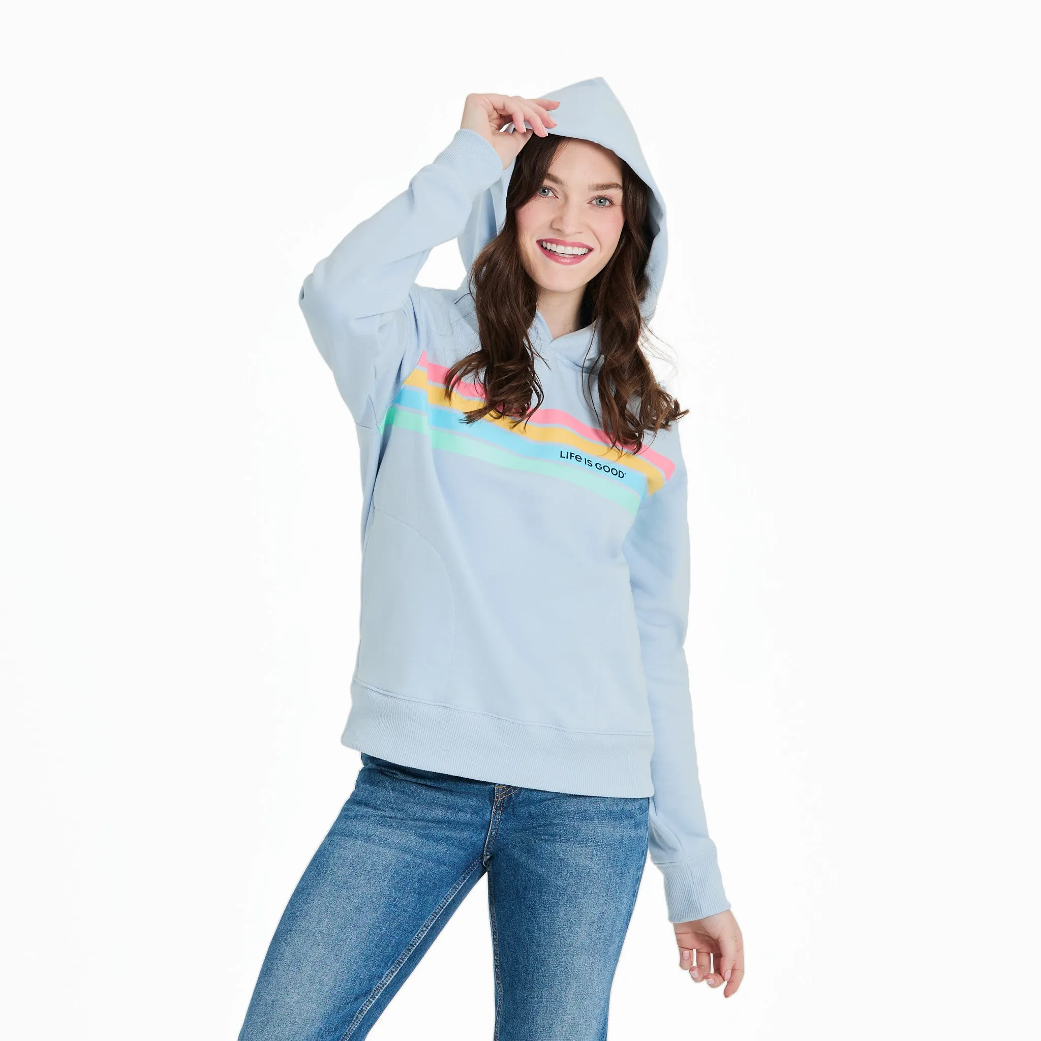 Women's Quad Simple Stripe Good Vibes Fleece Hoodie Limited Edition