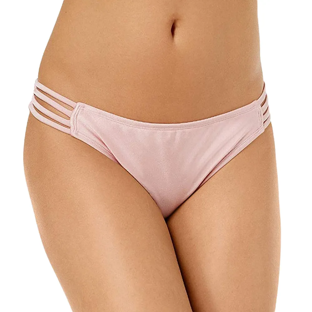 Compression Fit Lining Women's Plain Solid Bikini Bottoms,Light Pink