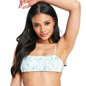 Abrasion Resistant Fabric Women's Floral Tie Back Bikini Top,Light Blue